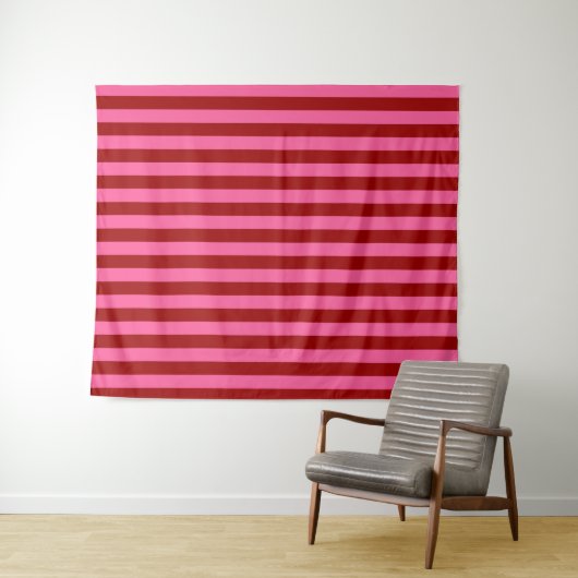 Maroon Red Pink Stripes Design Wandteppich (Beispiel (Horizontal))
