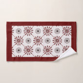 Maroon Red Retro Spiro Geometrisches Muster Badhandtuch Set (Handtuch)