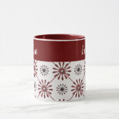 Maroon Red Retro Spiro Geometrisches Muster Tasse (Zentrum)