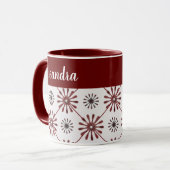 Maroon Red Retro Spiro Geometrisches Muster Tasse (Vorderseite Links)