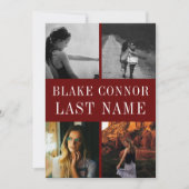 Maroon Red Simple Name Abschluss Foto Ankündigung (Vorderseite)