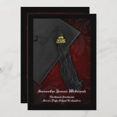 Maroon Red Tassel Charm Abschluss 2025 Einladung (Vorne/Hinten)