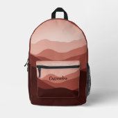 Maroon Red Terracotta Peach Orange Waves Muster Bedruckter Rucksack (Vorderseite)