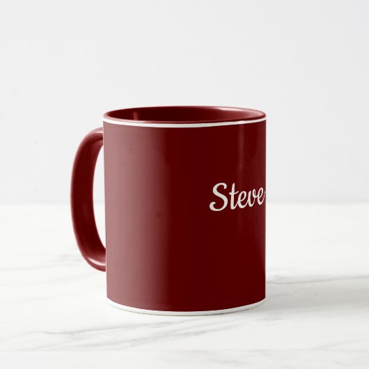 Maroon-Red-Vorlage, weißer Text, Tasse (Vorderseite Links)