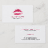 Maroon Red Watercolor Lips Visitenkarte (Vorne/Hinten)