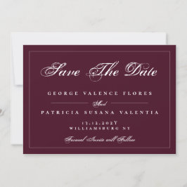 Maroon Red White Classic Traditionelles Elegantes Save The Date