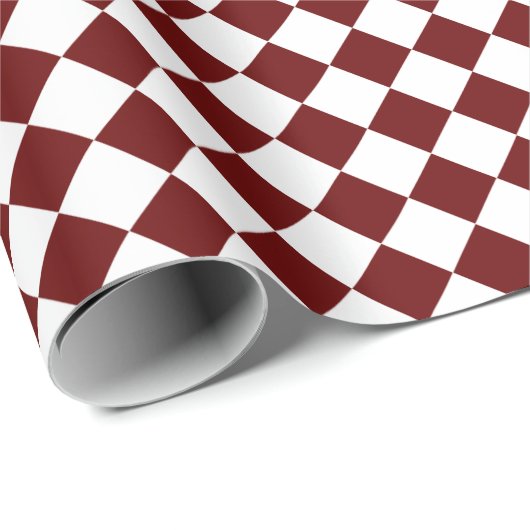 Maroon Red / White Diamond Muster Minimalistisch M Geschenkpapier (Rolleneckpunkt)
