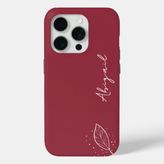 Maroon Red, White Name, Minimalistisch Leaf und Do Case-Mate iPhone Hülle