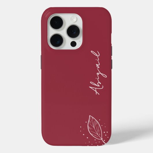 Maroon Red, White Name, Minimalistisch Leaf und Do Case-Mate iPhone Hülle (Rückseite)