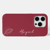 Maroon Red, White Name, Minimalistisch Leaf und Do Case-Mate iPhone Hülle (Rückseite (Horizontal))