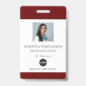 Maroon Registered Nurse Photo ID Ausweis (Vorderseite)