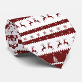 Maroon Reindeer Stripe Weihnachtsmuster Krawatte (Gerollt)