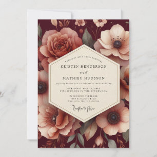 Maroon Renaissance Bloom Hochzeit Einladung