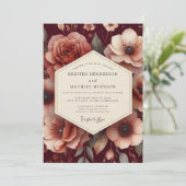 Maroon Renaissance Bloom Hochzeit Einladung (Stehend Vorderseite)