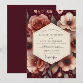 Maroon Renaissance Bloom Hochzeit Einladung (Vorne/Hinten)