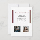 Maroon Retro Big Numbers Abschluss Foto Einladung (Rückseite)