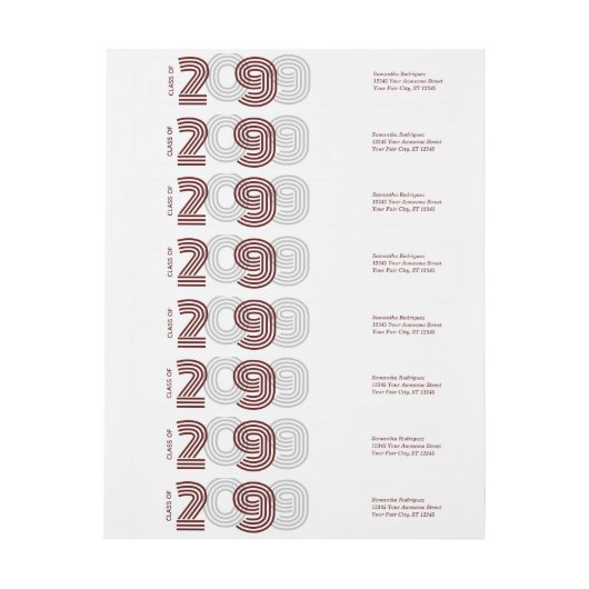 Maroon Retro Big Numbers Class (Bogen)