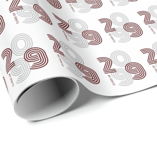 Maroon Retro Big Numbers Class Geschenkpapier (Rolleneckpunkt)
