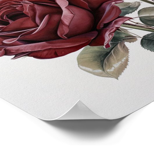 Maroon Rose Blume Art Print Poster (Ecke)