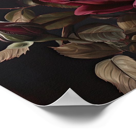 Maroon Rose Blume Art Print Poster (Ecke)