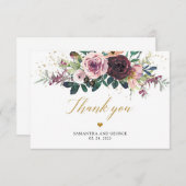 Maroon Rose Blume erröten Glitzer Dankeskarte (Vorne/Hinten)