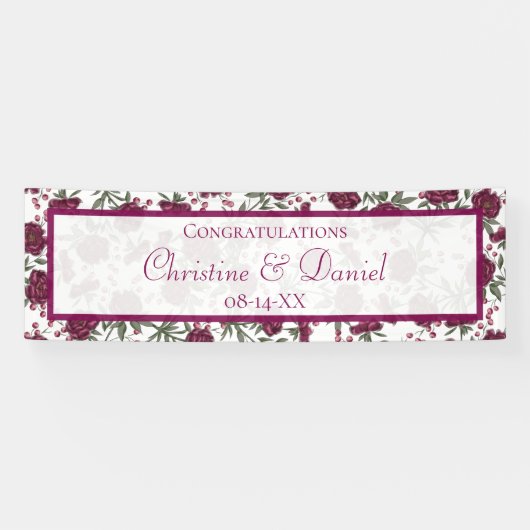 Maroon Rose Hochzeit Banner (Horizontal)