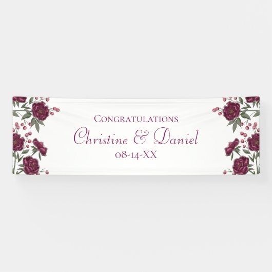 Maroon Rose Hochzeit Banner (Horizontal)