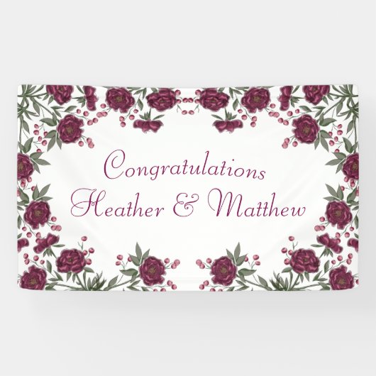 Maroon Rose Hochzeit Banner (Horizontal)