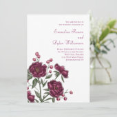 Maroon Rose Hochzeit Einladung (Stehend Vorderseite)