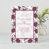 Maroon Rose Hochzeit Einladung (Stehend Vorderseite)