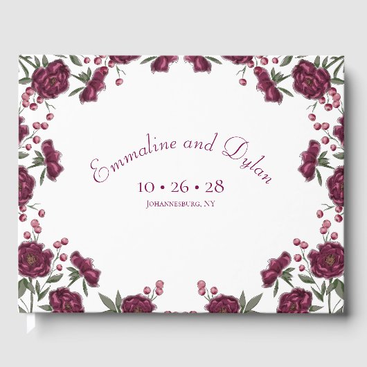 Maroon Rose Hochzeit Gästebuch (Vorderseite)