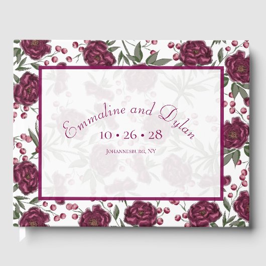 Maroon Rose Hochzeit Gästebuch (Vorderseite)