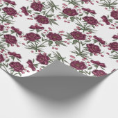 Maroon Rose Hochzeit Geschenkpapier (Ecke)