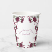 Maroon Rose Hochzeit Pappbecher (Rückseite)