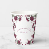 Maroon Rose Hochzeit Pappbecher (Vorderseite)