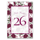 Maroon Rose Hochzeit Tischnummer (Vorderseite)