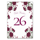Maroon Rose Hochzeit Tischnummer (Vorderseite)