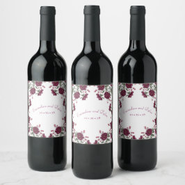 Maroon Rose Hochzeit Weinetikett