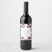 Maroon Rose Hochzeit Weinetikett (Vorderseite)