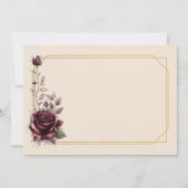 Maroon-Rose mit Goldrahmen Einladung (Vorderseite)