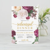 Maroon Rose mit weißem Blumenmotiv Probe Einladung (Stehend Vorderseite)