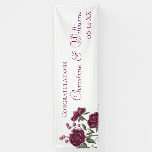 Maroon Rose Wedding Banner (Vertikal)