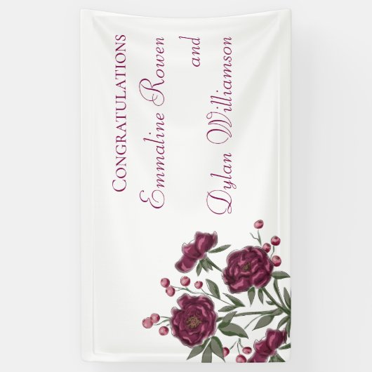 Maroon Rose Wedding Banner (Vertikal)