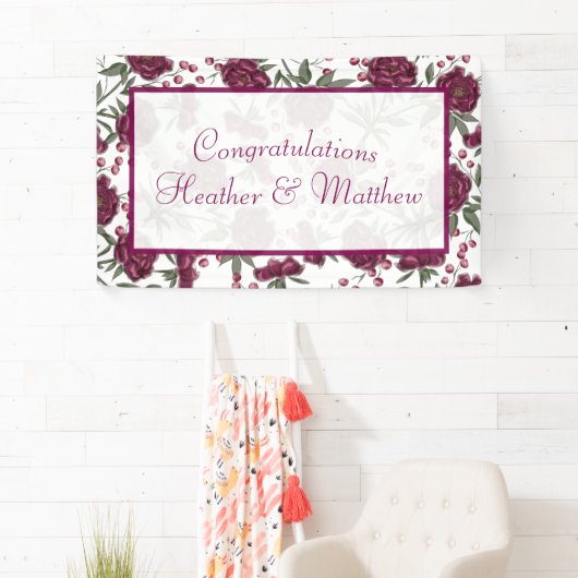 Maroon Rose Wedding Banner (Insitu)