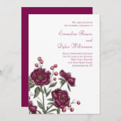 Maroon Rose Wedding Einladung (Vorne/Hinten)