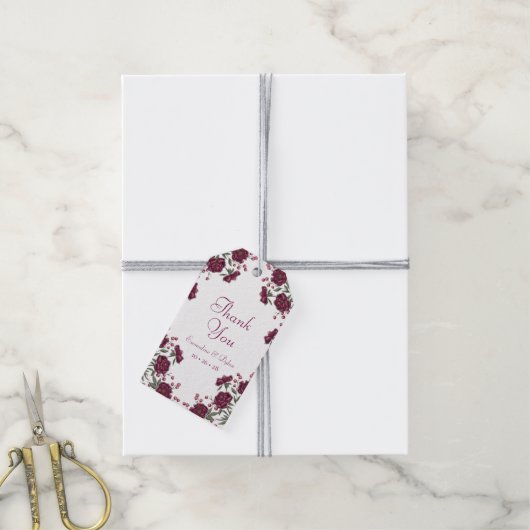 Maroon Rose Wedding Geschenkanhänger (Mit Garn)