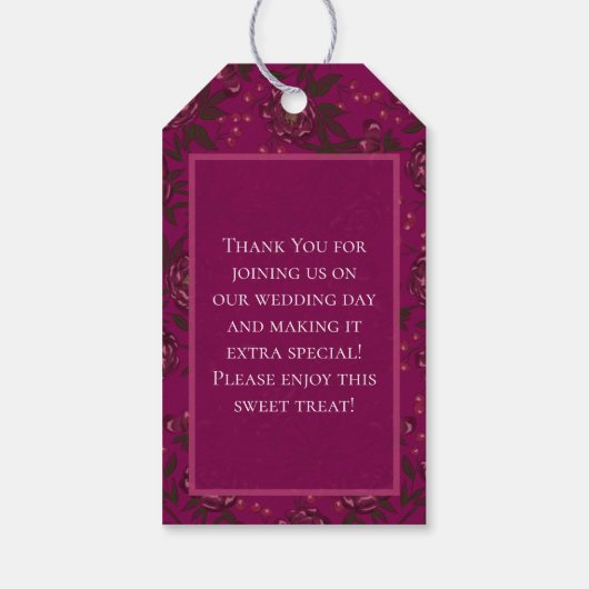 Maroon Rose Wedding Geschenkanhänger (Rückseite)