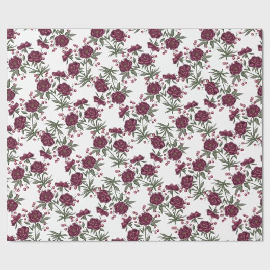 Maroon Rose Wedding Geschenkpapier (Flach)