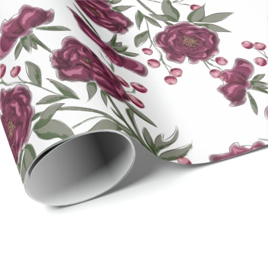 Maroon Rose Wedding Geschenkpapier (Rolleneckpunkt)