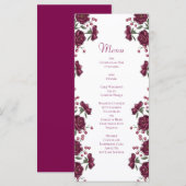Maroon Rose Wedding Menus Menükarte (Vorne/Hinten)